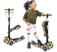 12 Wheeled Scooter for Kids - Stand & Cruise Child/Toddlers Toy Folding Kick Scooters w/Adjustable Height, Anti-Slip Deck, Flashing Wheel Lights, for Boys/Girls Ages 1+ years Old - Hurtle