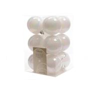 Fizzco White Iridescent Baubles - Pack of 12 x 60mm - Plastic Christmas Baubles
