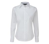 (12, White) Premier Womens/Ladies Poplin Long-Sleeved Blouse