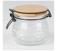 12× Wire Hang Glass Storage Jar Container 500 Ml With Bamboo Lid