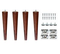 12’’ Wooden Tapered Cone Furniture Replacement Legs Walnut M8 Thread Angled Mounting Plates Protective Felt Pads Set of 4 Legs for Sofa Cabinet Footstool Chair Bed Ottoman 30 CM