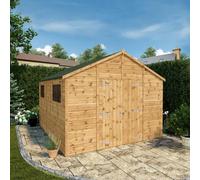 Mercia 12' x 10' Premium Shiplap Apex Workshop, Brown