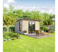 12 x 10 Powersheds Apex Log Cabin In 44mm Log Thickness with uPVC - Doors central