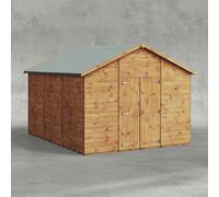 Powersheds 12x10 Apex No Window Double Door Shed, Brown