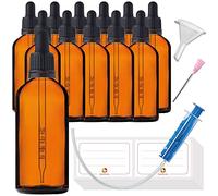 12 x 100 ml Dropper Bottle Made of Brown Glass Set - Dark Small Glass Jars as Pharmacy Bottles Includes 28 Accessories