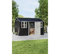 12 x 10FT Metal Apex Roof Garden Tool Shed,Strong Structure With 2 Windows & Air Vents,Black Living and Home Charcoal One Size