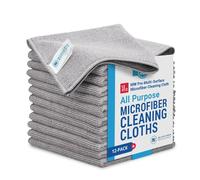 12" x 12" Buff Pro Multi-Surface Microfiber Cleaning Cloths | Gray - 12 Pack | Premium Microfiber Towels for Cleaning Glass, Kitchens, Bathrooms, Automotive, Supplies & Products