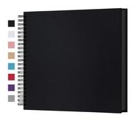 12 x 12 Inch DIY Scrapbook Photo Album Hardcover Kraft Blank Black Page Wedding and Anniversary Family Photo Album (Black, 12Inch)