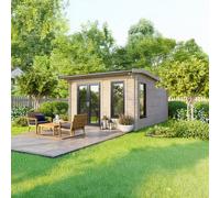 Powersheds Apex Roof Log Cabin 12ft x 12ft (Doors to Left) 44mm Log Thickness