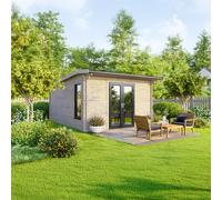 12 x 14 Powersheds Apex Log Cabin In 44mm Log Thickness with uPVC - Doors central