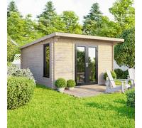 12 x 14 Powersheds Pent Log Cabin In 44mm Log Thickness with uPVC - Doors central