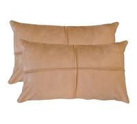 12 x 20 inch Camel Brown Lumbar Pillow Covers Set of 2 Faux Suede Soft Leather Like Decorative Rectangular Pillowcases for Couch Sofa Chairs Vegan Suede Cushion Covers Rustic Modern Farmhouse Decor