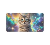 12 X 24 Inch Mouse Pad Cat Sitting Inside Nebula Desk Mat with Non-Slip Rubber Base Large Gaming Mouse Mat for Office & Home