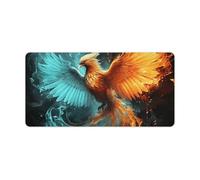 12 X 24 Inch Mouse Pad Fire and Water Phoenix Desk Mat with Non-Slip Rubber Base Large Gaming Mouse Mat for Office & Home