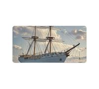 12 X 24 Inch Mouse Pad Vintage Nautical White Ship Desk Mat with Non-Slip Rubber Base Large Gaming Mouse Mat for Office & Home