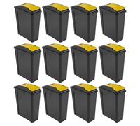 12 x 25L Tall Slimline Kitchen Bin Recycle Plastic Dustbin With Lid Waste Paper