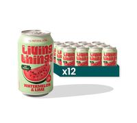 12 x 330ml Living Things Prebiotic Soda Cans | Gut Health Friendly & Low Calorie Drink | High in Fibre | (12 Pack, Watermelon & Lime)