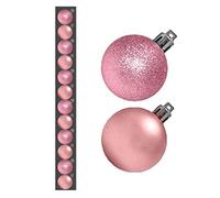 12 x 3cm Mini Christmas Baubles - BABY PINK - BLUSH PINK - Assorted Matt + Glitter