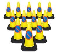 12 x 460mm High "No Waiting" Traffic Cones in Yellow - Strong and Durable Outdoor Cones with Very Low Centre of Gravity - U.K Made Safety Cones