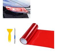 12” X 48” Red Tint Air-Release Vinyl Wrap Film Roll for Car Headlight, Taillight, Fog Lights with Squeegee + Cutter（Red）
