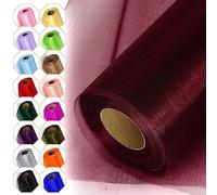 12" x 50 Yards Organza Fabric Roll, Crystal Organza Sheer Fabric for Wedding Party Backdrop Decoration Chair Sashes Table Runner Gift Wrapping DIY Crafts (Dark Red)