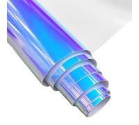 12 x 53 Inch Holographic PVC Fabric Waterproof Synthetic Leather Iridescent Laser Rainbow Vinyl Roll for DIY Craft Projects