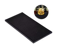 12'' x 6'' Bar Mat, Rubber Bar Service Mat, Draining Mat Crockery, Coffee Tamper Mat, Spill Mat Quick Drying for Bar Kitchen Café Restaurants Counter (Black)