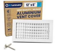 High Airflow 12 x 6 inch Aluminum Vent Duct Cover: White Sidewall or Ceiling Grille Register with Multi-Shutter Parallel Blade Damper. Ensure Proper Fit with 12" x 6" Duct Hole Measurement.