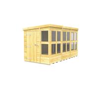 12 x 6 Feet Pent Potting Shed - Wood - L178 x W358 x H201 cm Buttercup Farm Brown One Size