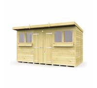 12 x 6 Feet Pent Summer Shed - Wood - L178 x W358 x H201 cm Buttercup Farm Brown One Size