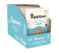 12 x 70g Applaws Wet Cat Food Pouches Tuna Fillet with Seabream in Broth