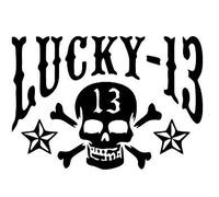 12 x 8.3 CM Approx Lucky 13 Skull Bumper Sticker Vinyl Car Sticker Decal Black