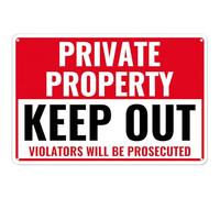 12" x 8" Aluminum Sign, Private Property Keep Out, Warning Video Audio Surveillance, No Trespassing Protected 24 HR Cameras Private Property CCTV Stickers/Signs (037)