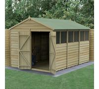 12 x 8 Forest 4Life Overlap Apex Wooden Shed with Double Doors With Installation