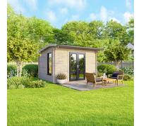12 x 8 Powersheds Apex Log Cabin In 44mm Log Thickness with uPVC - Doors central