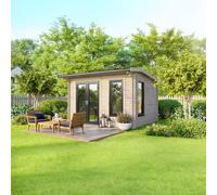 Power 12x8 Apex Log Cabin - Left Hand Door, Brown