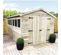 12 x 8 Premier Pressure Treated Apex Shed Marlborough Natural One Size