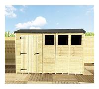 12 x 8 Pressure Treated High Eaves Reverse Apex Shed with Single Door Marlborough Natural One Size
