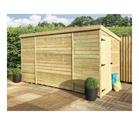 12 x 8 Pressure Treated Pent Garden Shed with Side Door Marlborough Natural One Size