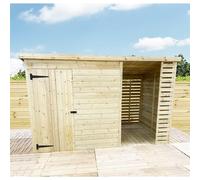 12 x 8 Pressure Treated Pent Shed With Storage Area Marlborough Natural One Size