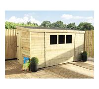 12 x 8 Pressure Treated Reverse Garden Shed with Single Door Marlborough Natural One Size