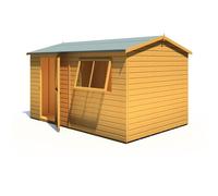 12 x 8 Shire Lewis Premium Reverse Apex Garden Shed With Door In Left Hand Side in shiplap