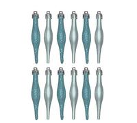 12 x 9cm (3.6") Baby Blue/ICE Blue Glitter + Matt Droplet Christmas Tree Decorations