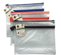 12 X A5 Twin Pocket Tuff Bag School Waterproof Storage Strong Pencil Pen Case Zip Wallet (240x 190mm) by ARK