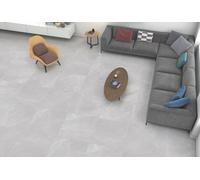 12 X Armo Silver Stone Effect Matt Porcelain Indoor Wall & Floor Tiles - Total Coverage 4.32M2 (600mm X 600mm Per Tile)