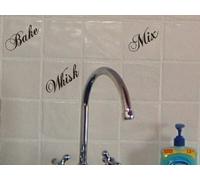 12 x BAKE WHISK MIX CH Tile transfer stickers kitchen HOME DIY (NAVY, 80mm)