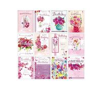 12 x Birthday Cards - Multi Choice Various - Female Ladies Women Flowers FB005