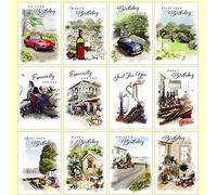 12 x Birthday Cards - Multi Choice Various - Mens Male PH 45838