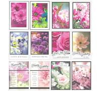 12 x Birthday Cards Multi Pack Various - Female Ladies Women Flower Floral Adult B