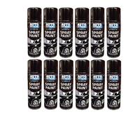 12 X Black Gloss Aerosol Spray Cans 250ml Car Van ETC Auto Extreme Spray Paint